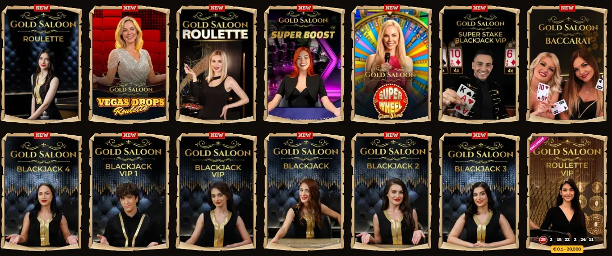 Lolajack Casino Gold Saloon tafels